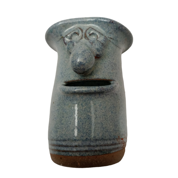 Ugly Face Blue Glazed Stoneware Egg Separator - Picture 1 of 5
